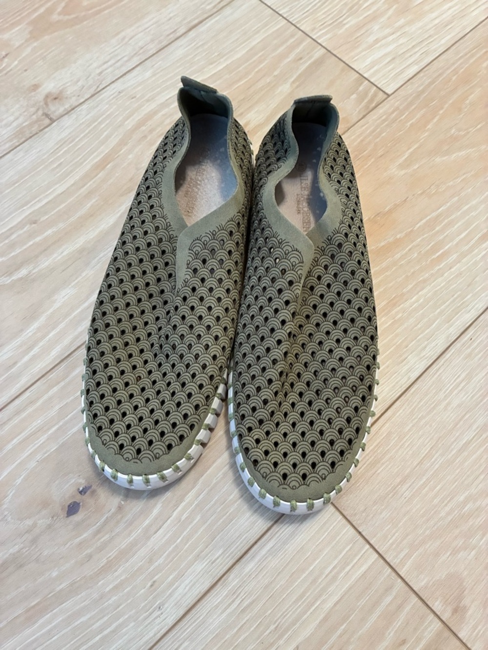 Ilse Jacobsen Olive Green Knit Slip-On Flats